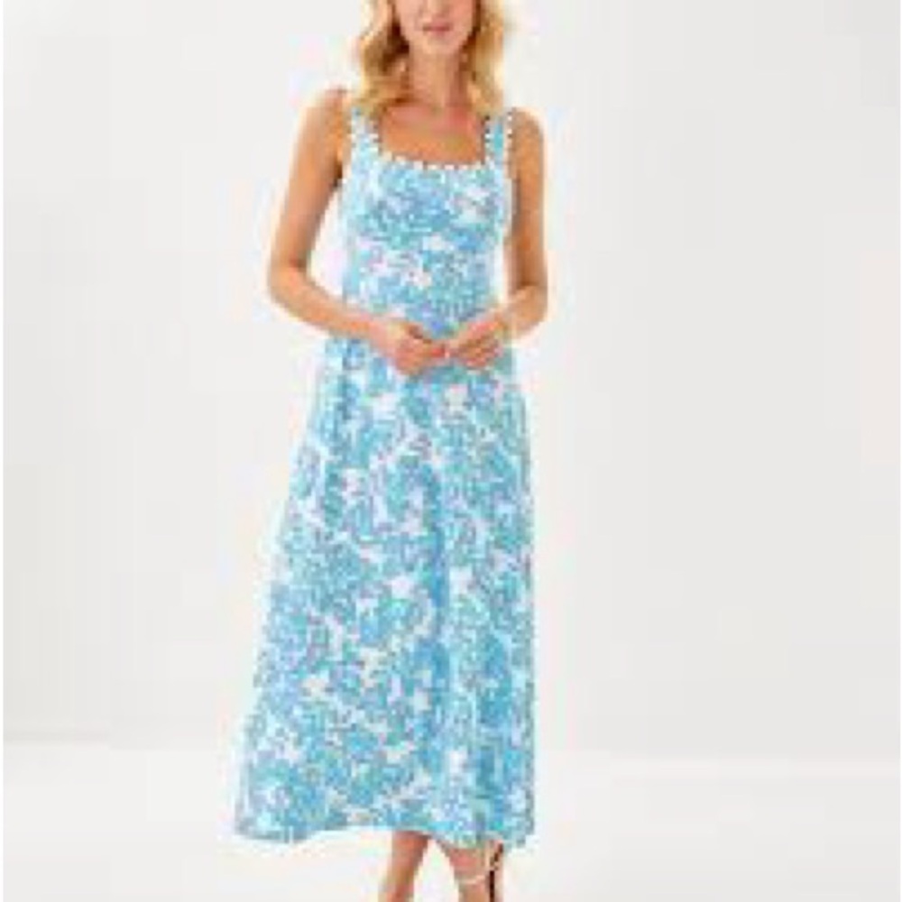 NWT Lilly Pulitzer Dwyer Midi Dress in Jacaranda Blue Simply The Zest